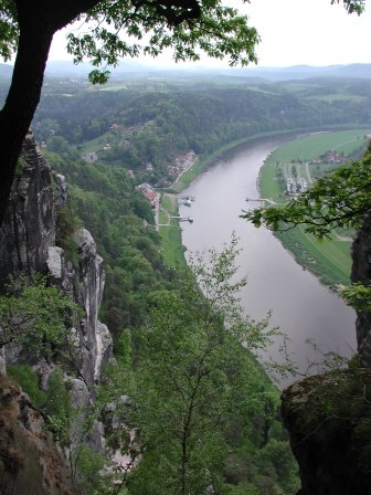 The Elbe River viewed from the Bastei Bridge